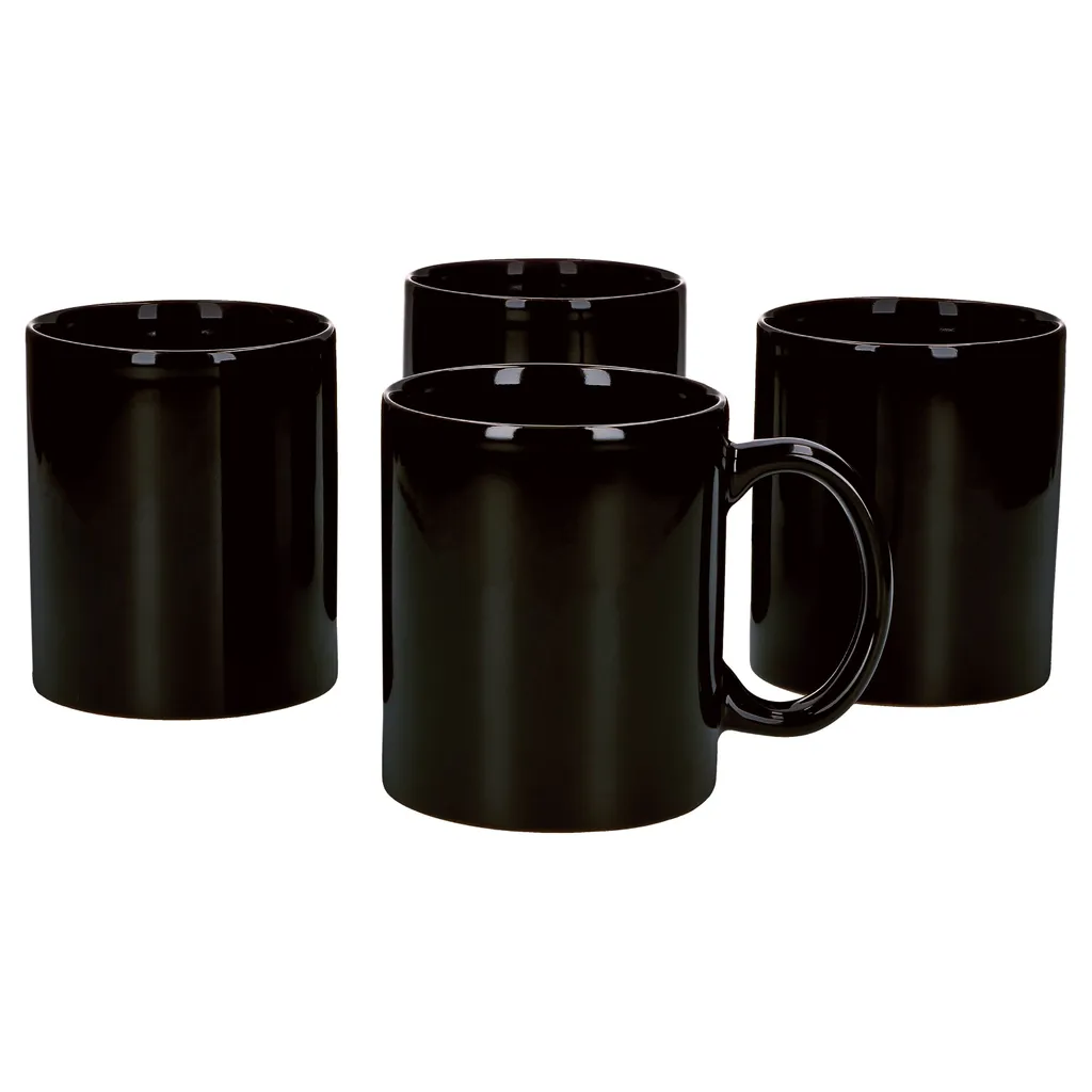 4er Set Kaffeebecher zylindrisch 375 ml - Verschiedene Farben verfügbar, Farbe:schwarz
